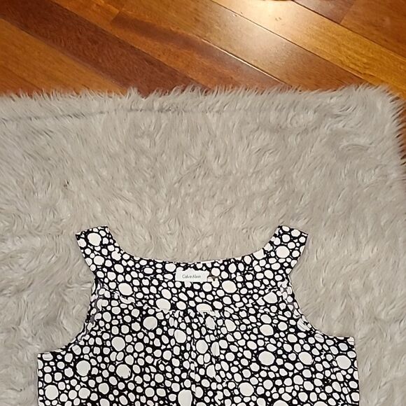 Calvin klein womens polyester white and black circle‎ tank top size large - Picture 2 of 4
